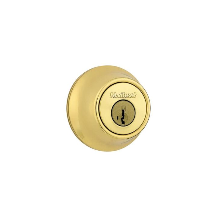 Kwikset SmartKey Door Deadbolt Polished Brass Single Cylinder