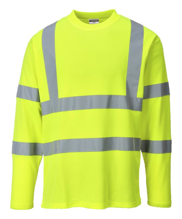 Portwest Comfort Cotton Long Sleeve T-Shirt, Hi-Vis Yellow, 3X