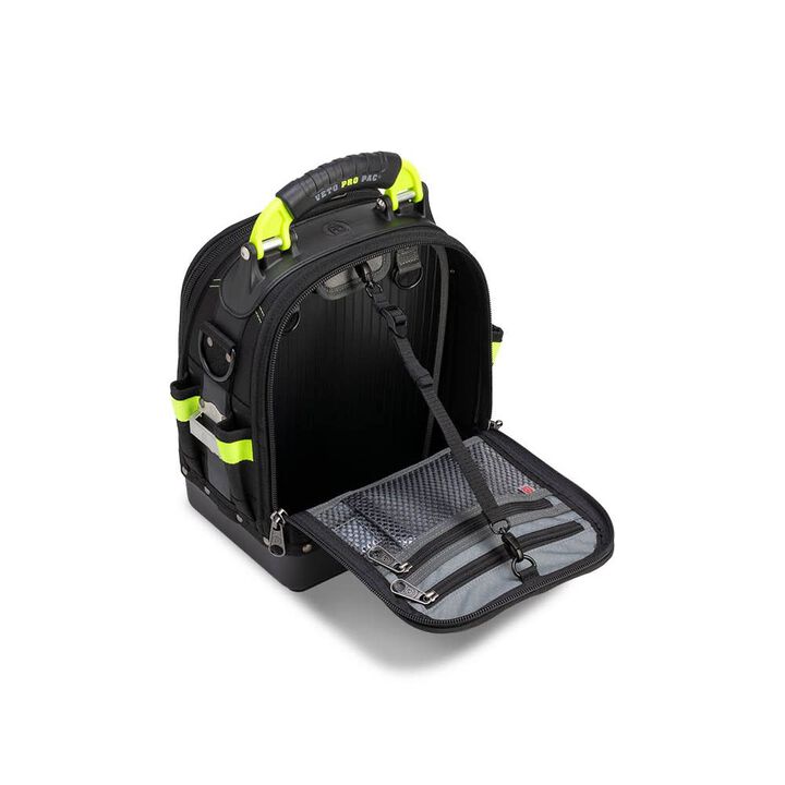 Veto Pro Pac 35 Lbs Medium Zippered Tech Tool Backpack, Black/Hi-Viz Yellow , large image number 9