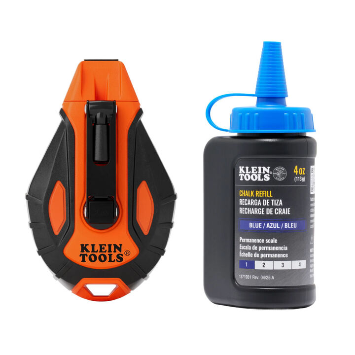 Klein Tools Smooth Retractable 100 Ft. Chalk Reel with Blue Chalk Refill