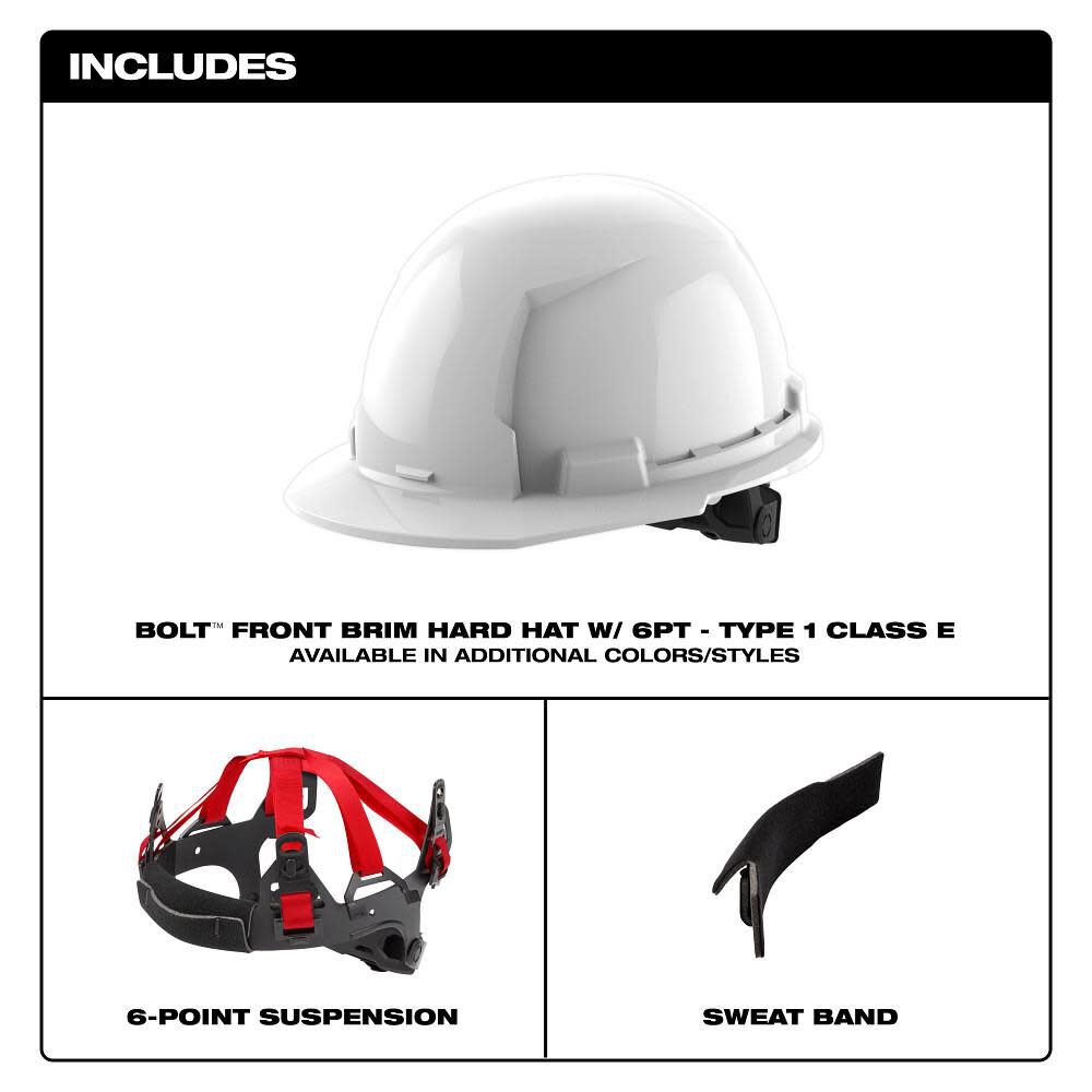 Milwaukee Gray Front Brim Hard Hat with 6pt Ratcheting Suspension Type 1 Class E, large image number 8