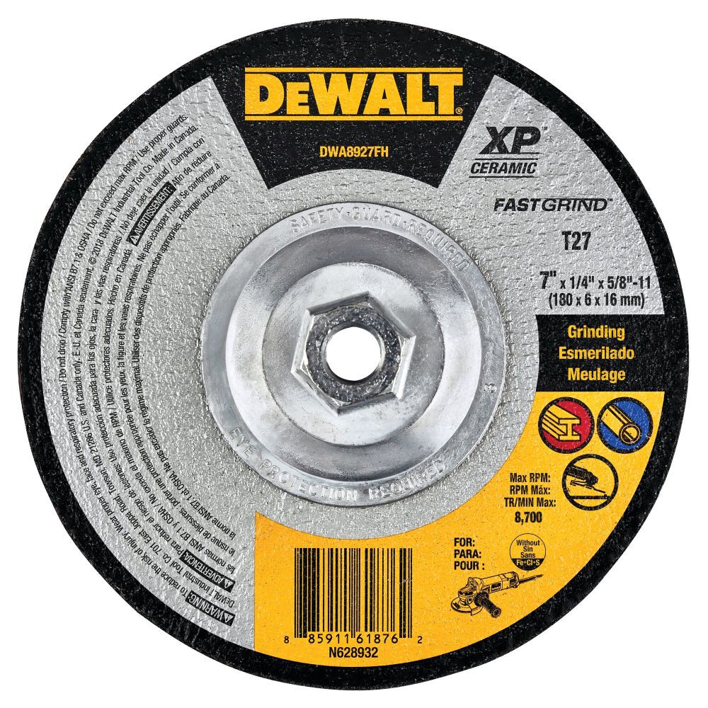 DEWALT XP Ceramic Grinding Wheel 7 X 1/4 X 5/8-11, large image number 1