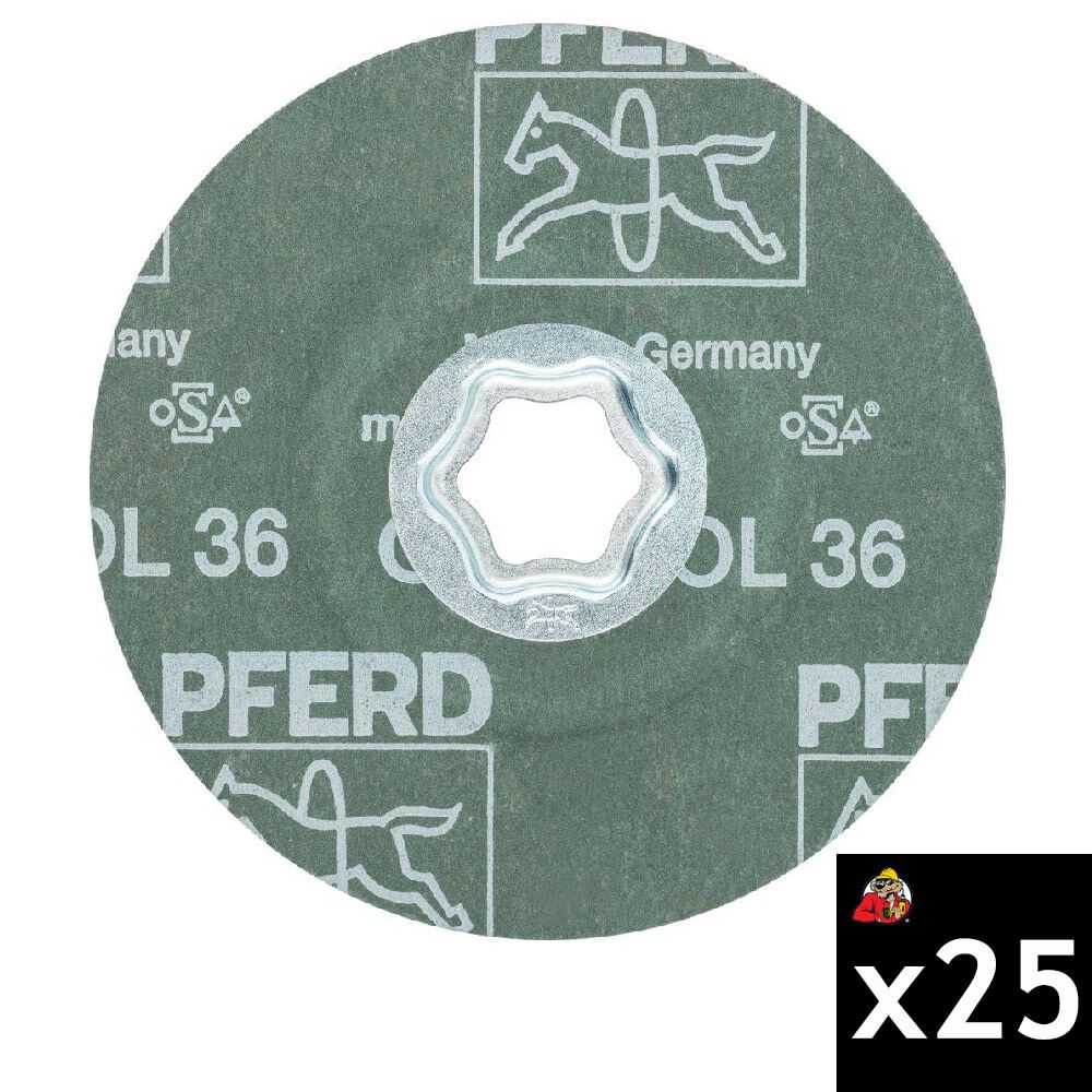 Pferd 4-1/2 Inch 36 Grit Ceramic Oxide CO-COOL Fiber Disc Bundle, 25 Pieces, large image number 1