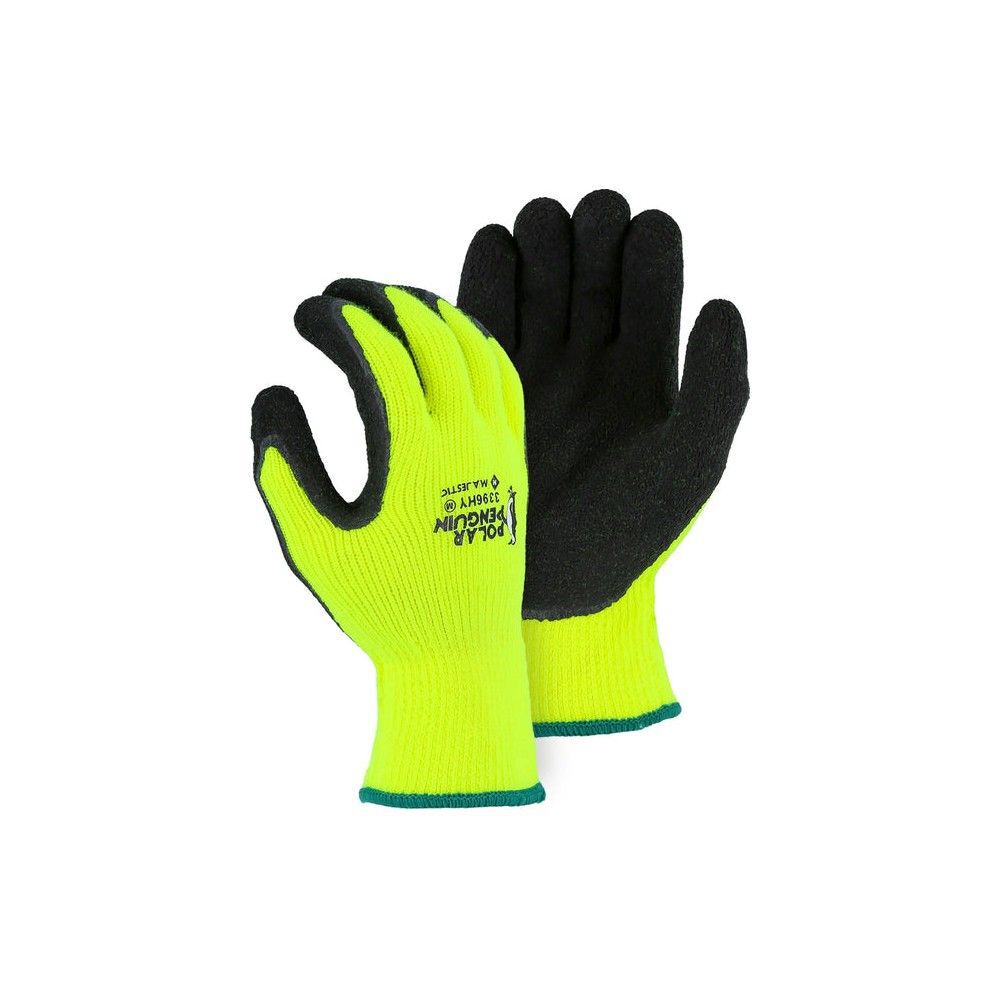 Majestic Glove Hi-Vis Yellow Winter Lined Terry Glove Large, large image number 2
