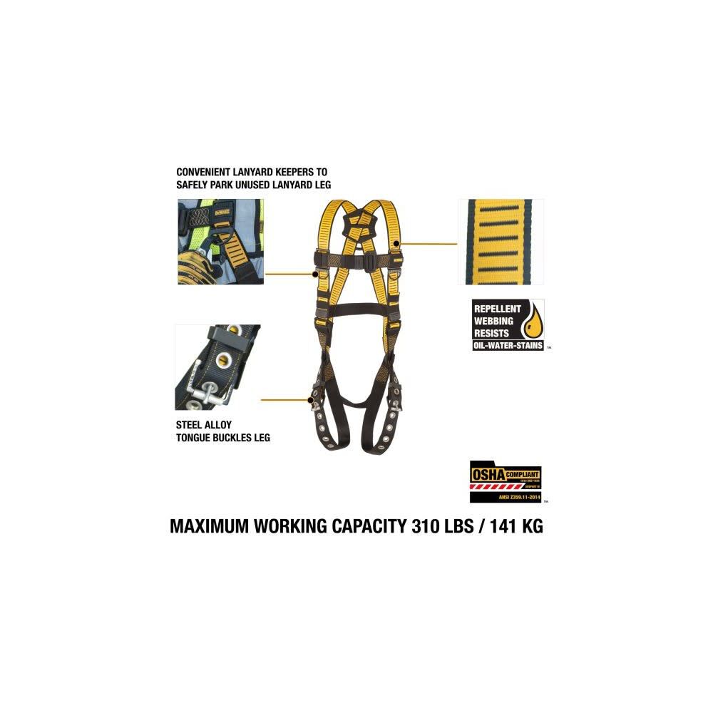 DEWALT D1000 Full Body Harness with 5PT Chest/Leg Buckle Small/Medium, large image number 3