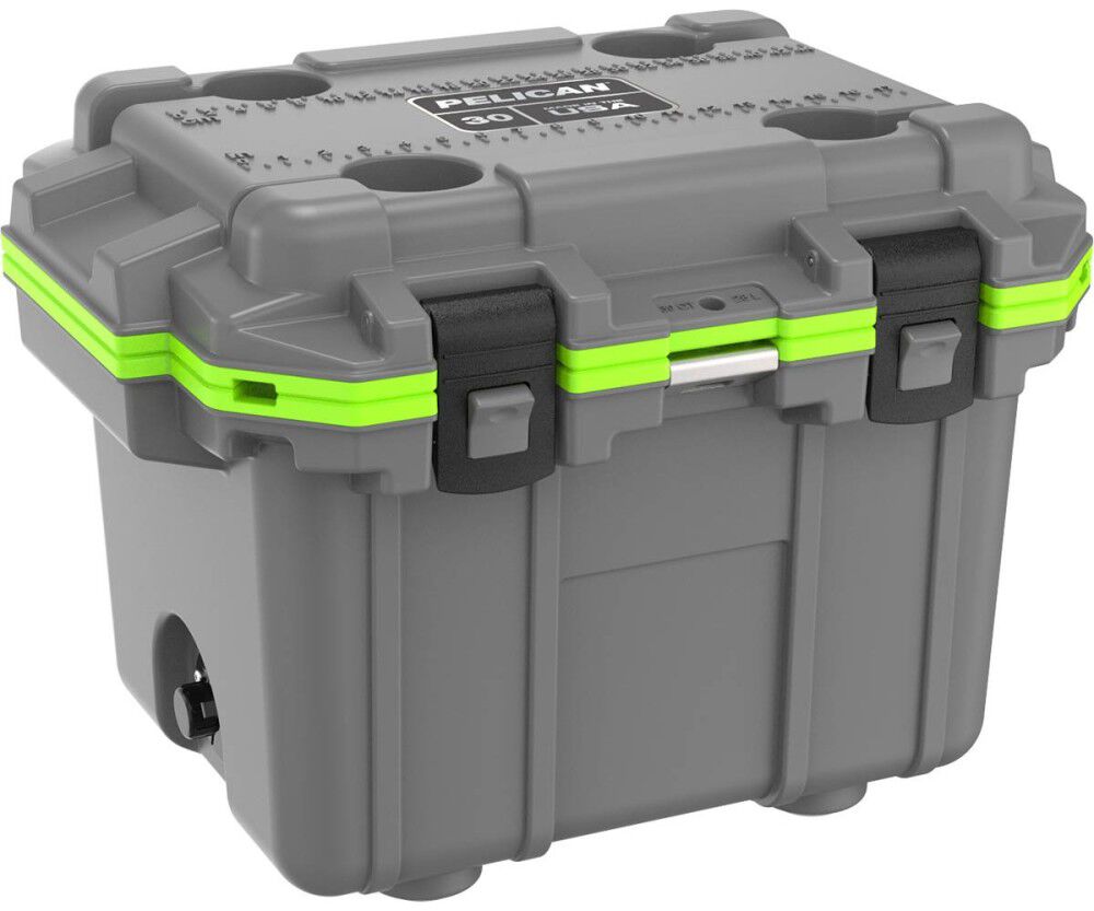 Pelican Polypropylene Elite Cooler with Handle, 30 Quart, Gray and Green, large image number 2