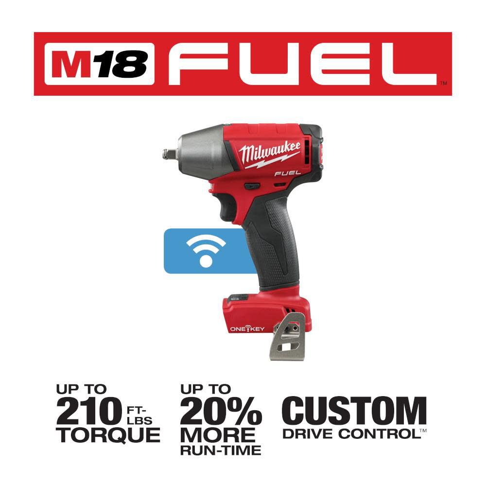 Milwaukee M18 FUEL 3/8 in. Compact Impact Wrench with Friction Ring with ONE-KEY (Bare Tool), large image number 3
