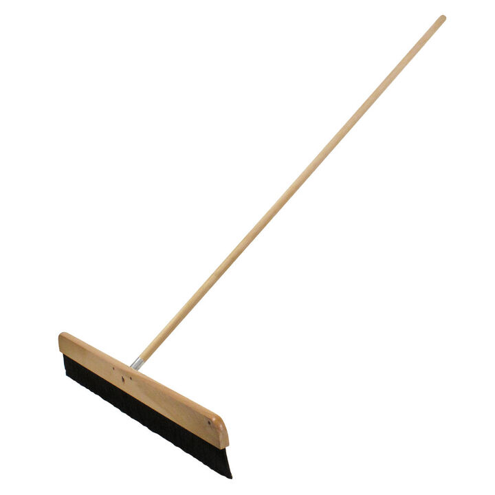 Kraft Tool Co 24 Inch Plastic Trim Concrete Finishing Broom with 60 Inch Wood Handle