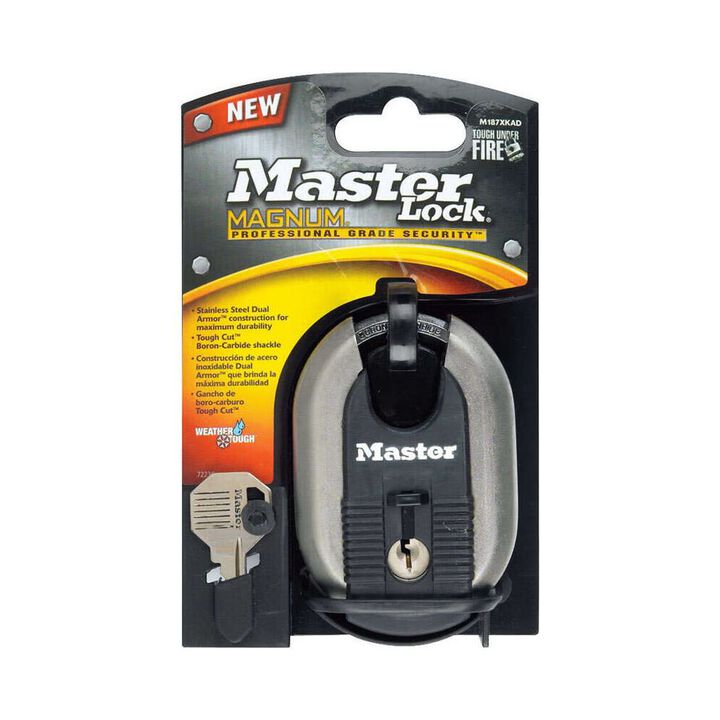 Master Lock Padlock 2.3125in Ball Bearing Locking Shrouded Bell