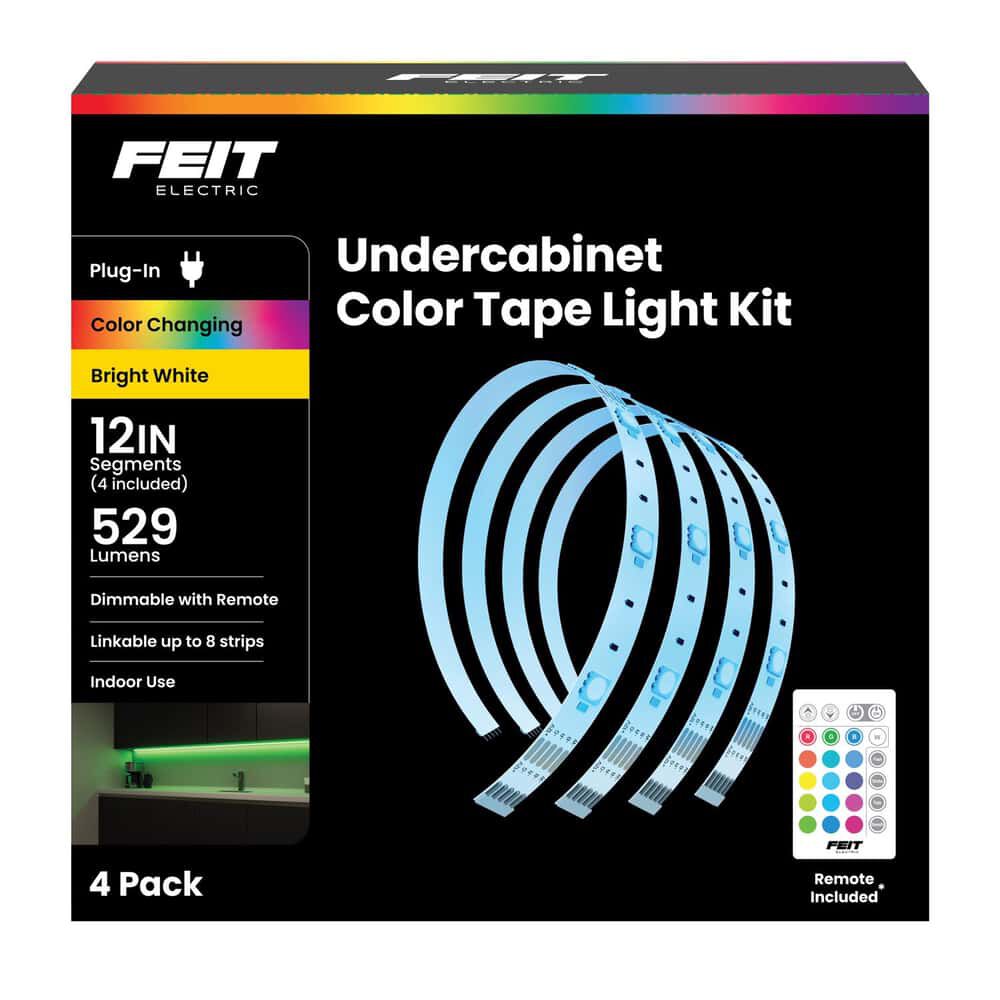 Feit Electric 12 Inch 529 Lumens Color Changing LED Tape Light 4 Pieces, large image number 1
