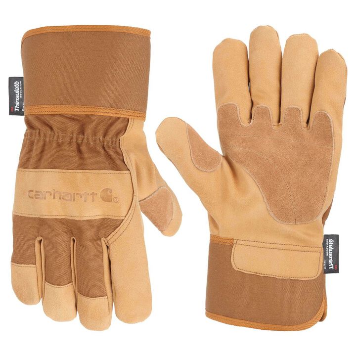 Carhartt Insulated Grain Leather Safety Cuff Work Gloves Mens Brown Large