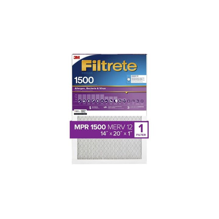 3M Filtrete 1500 MPR 14 x 20 x 1 Inch Bacteria & Virus Air Filter 4 Pack