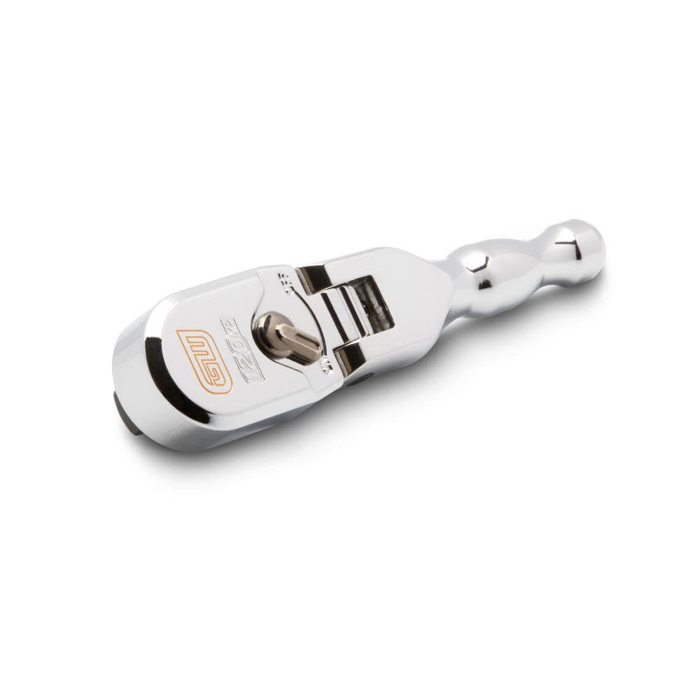 GEARWRENCH 120XP 3/8 Inch Drive Full Polish Chrome Stubby Flex Head Teardrop Ratchet, large image number 6