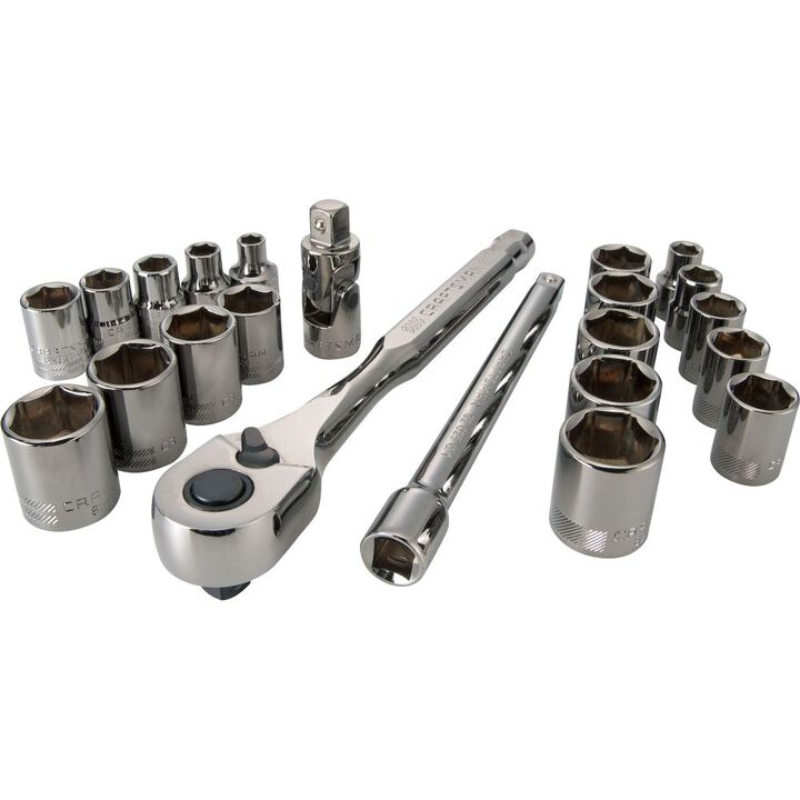 CRAFTSMAN Gunmetal Chrome 3/8-in Drive Mechanics Tool Set, 22pc