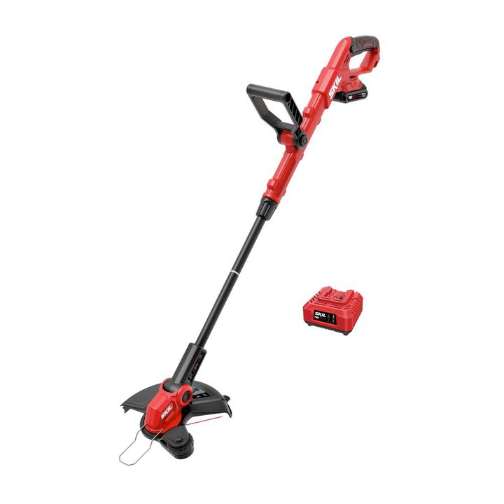 SKIL 12 Inch Pivoting Head String Trimmer Kit with 20V 2.0Ah Battery and 60W Charger