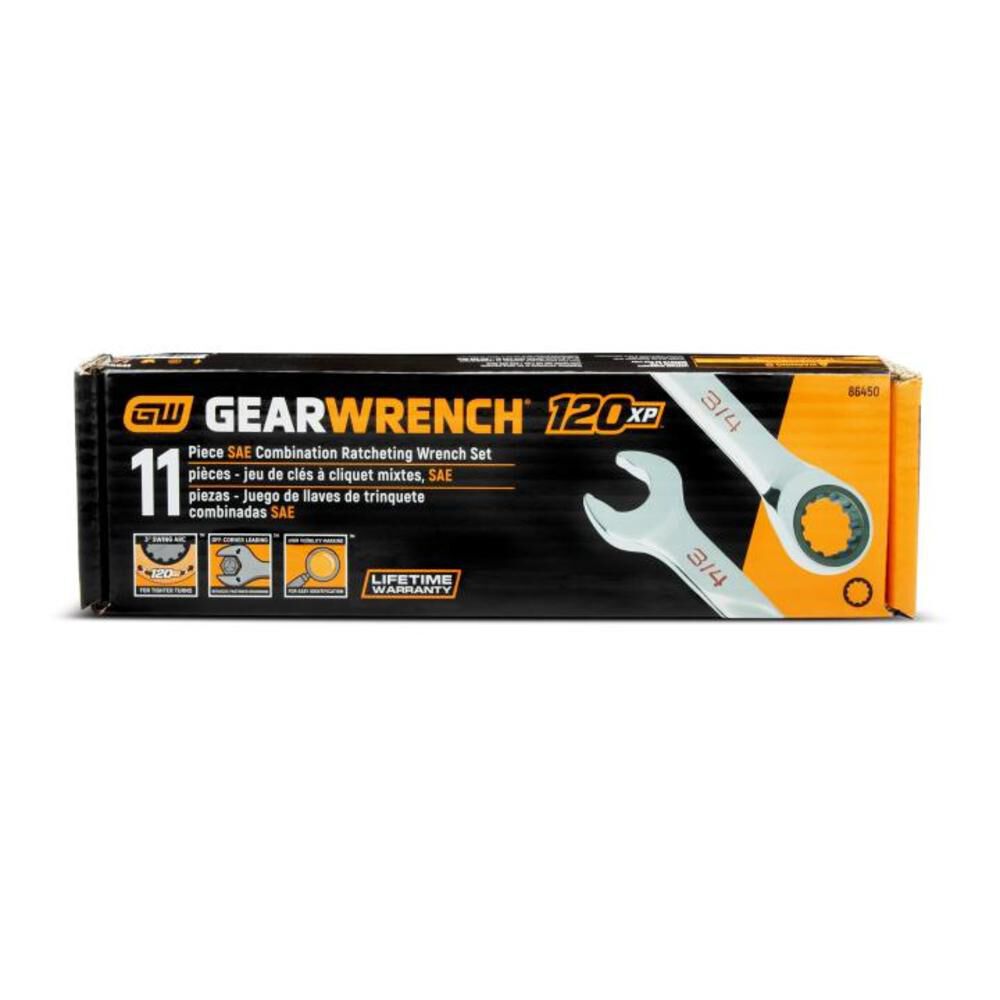 GEARWRENCH 11 Pc 120XP Universal Spline XL Ratcheting Combination SAE Wrench Set, large image number 12