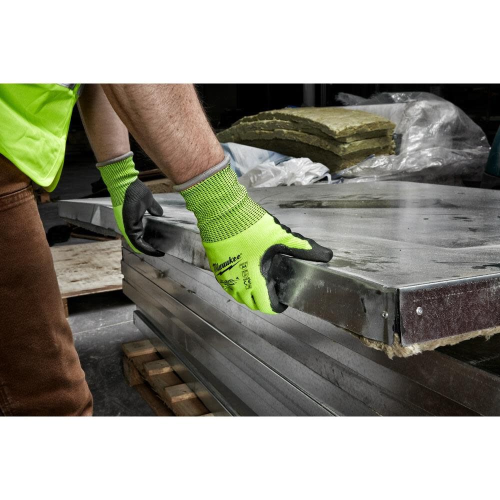 Milwaukee Cut Level 4 Gloves Hi Vis Polyurethane Dipped, large image number 4