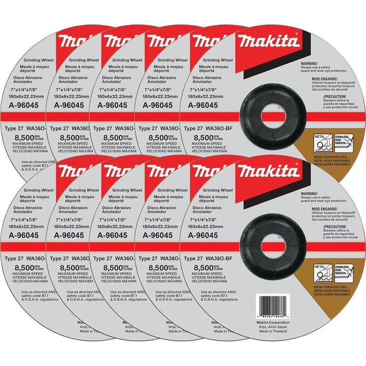 Makita 7 in. x 1/4 in. x 7/8 in. 36-Grit INOX Grinding Wheel (10-Pack)