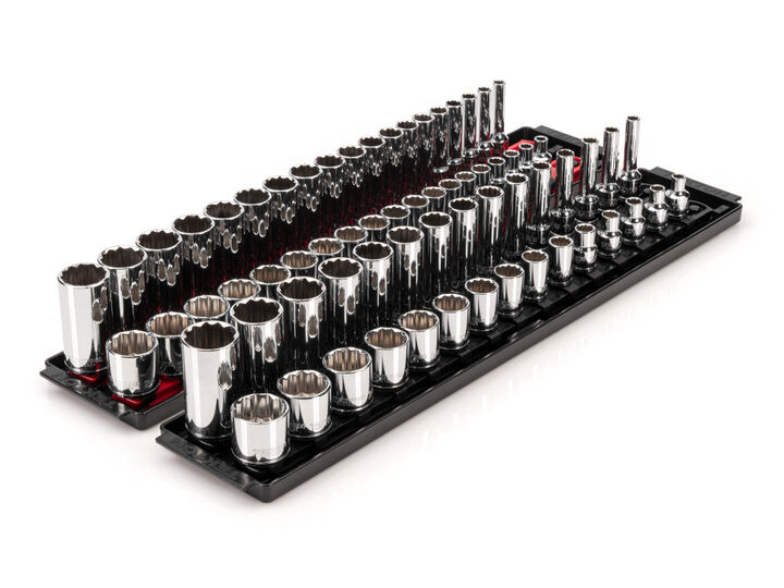 Tekton 3/8 Inch 12 Point Socket Set, 68 Pieces (1/4-1 Inch, 6-24 mm)