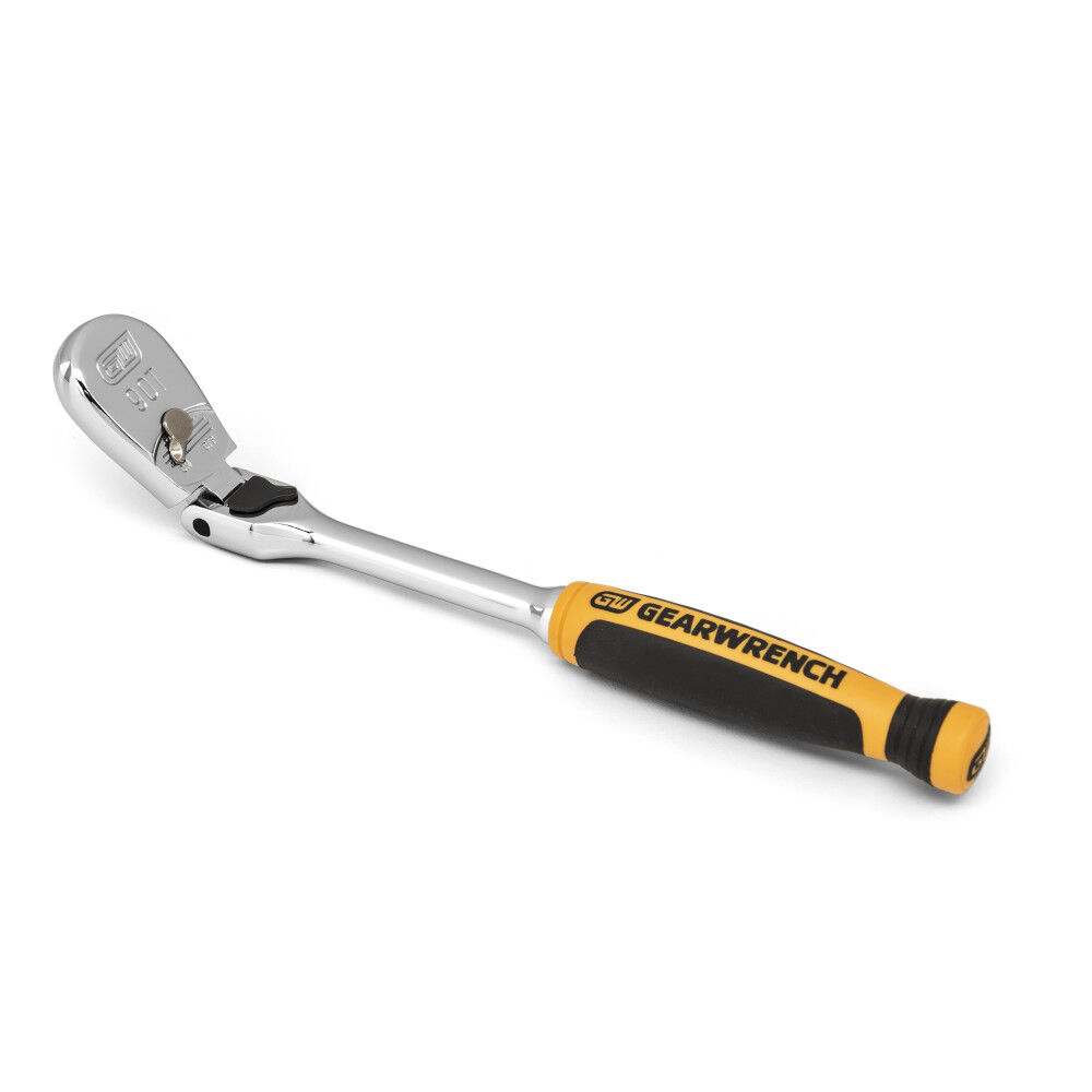 GEARWRENCH 1/4in Drive 90-Tooth Dual Material Locking Flex Head Teardrop Ratchet 8in, large image number 2