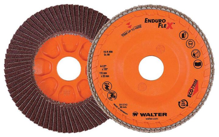 Walter 4-1/2 Inch Enduro Flex Flap Disc, 80 Grit, 7/8 Inch Arbor, 10 Pack, large image number 0