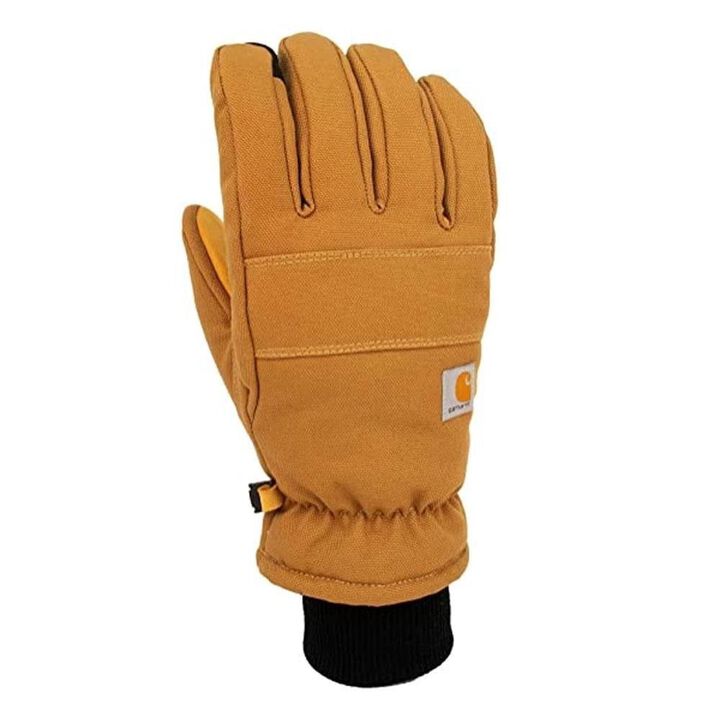 Carhartt Duck and Synthetic Leather Knit Cuff Gloves Mens Brown Medium, large image number 1
