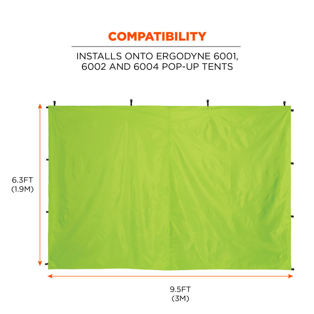 Ergodyne 10 Ft x 10 Ft Pop-Up Tent Sidewall Hi-Vis Green, large image number 3
