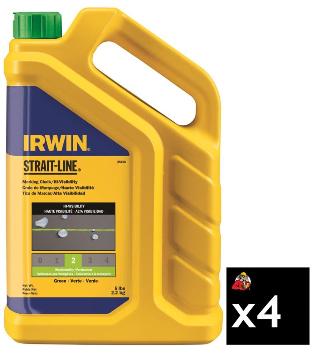 Irwin 5lb Green Chalk Hi Vis Pack of 4, large image number 1