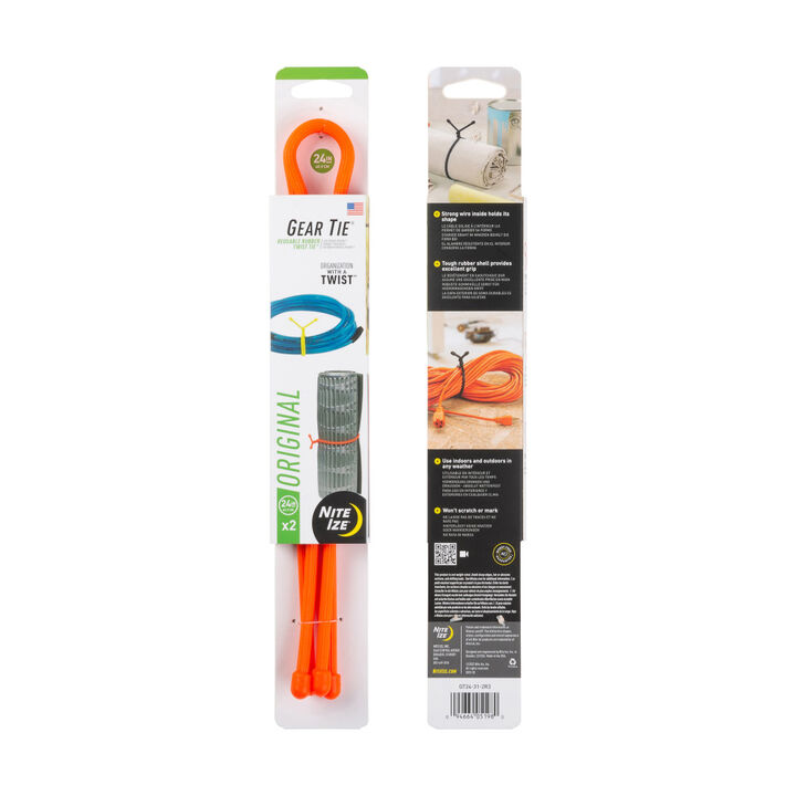 Nite Ize Gear Tie Reusable Rubber Twist Tie 24in 2pk Br. Orange, large image number 2