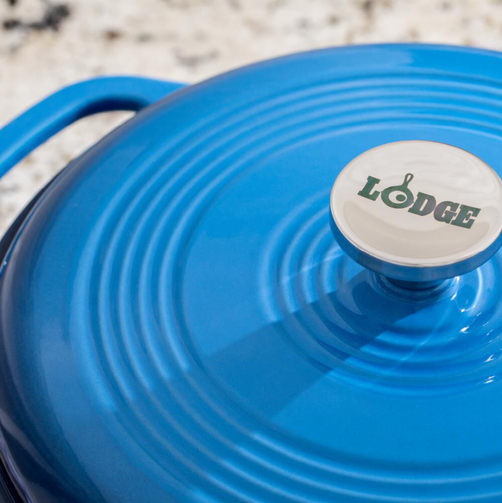 Lodge Cast Iron 6 Qt 10.5 Inch Blue Essential Enamel Cast Iron Dutch Oven, large image number 3