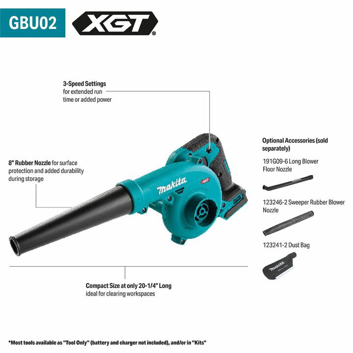 Makita 40V Max XGT Cordless Compact Blower (Bare Tool), large image number 8
