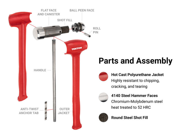 Tekton 50 Oz Long Handle Ball Peen Dead Blow Hammer, large image number 4
