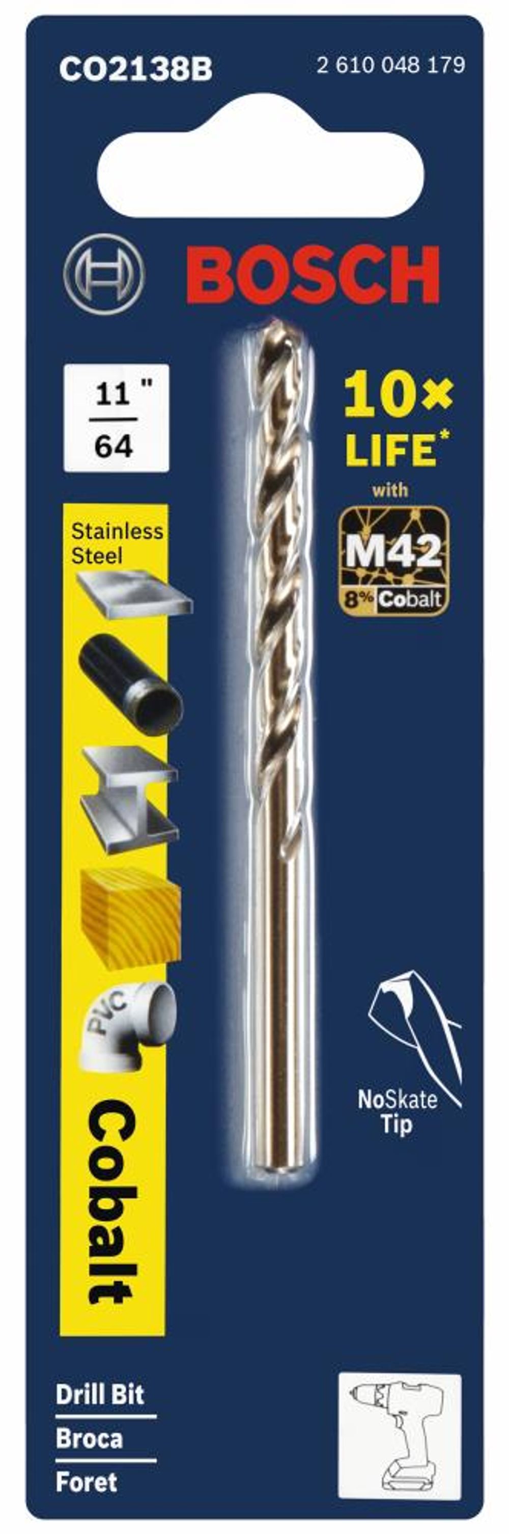 Bosch 11/64 Inch X 3-1/4 Inch Cobalt M42 Drill Bit, large image number 3