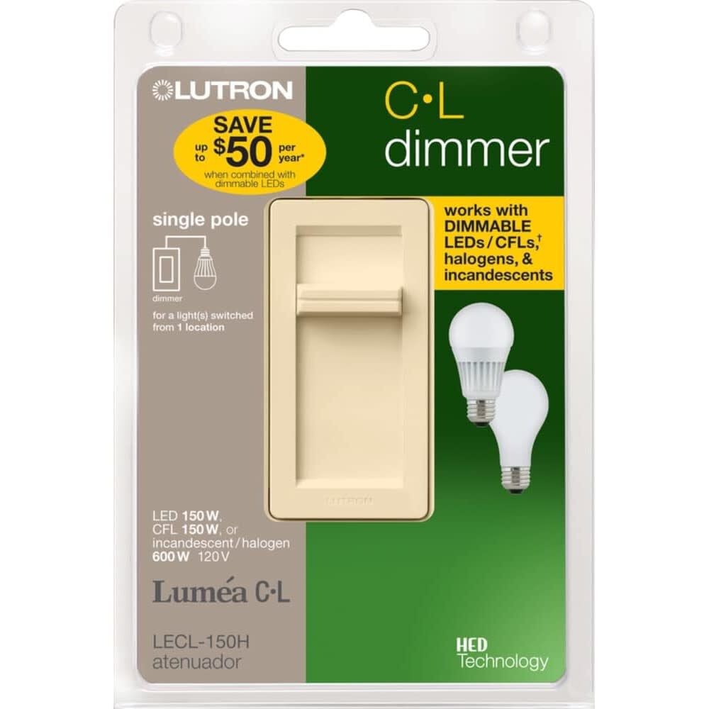 Lutron Lumea 120V 150W 1P Gloss Light Almond Slide Dimmer Switch, large image number 5