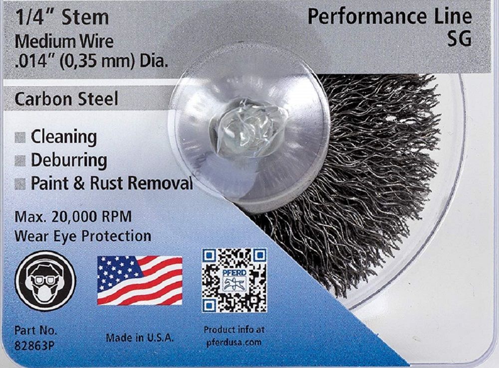 Pferd P.O.P. 3in Mtd Flared Cup Brush - .014 CS Wire 1/4in Shank, large image number 2