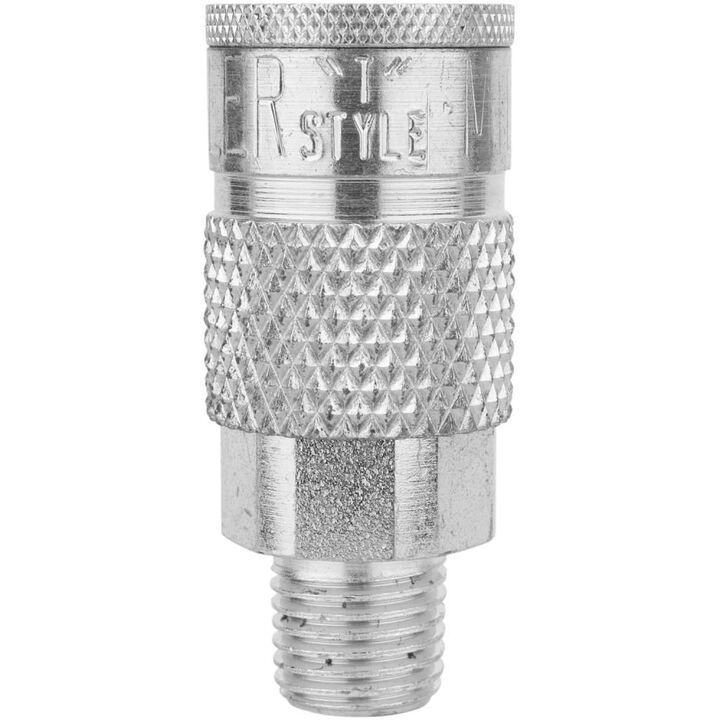 Milton 1/4in MNPT Tru-flate/Parker T Style Quick Connect Steel Coupler