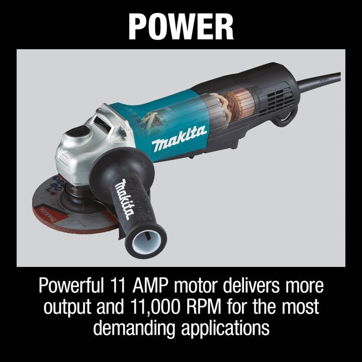 Makita 4-1/2in / 5in Paddle Switch Angle Grinder with Non-Removable Guard, large image number 5