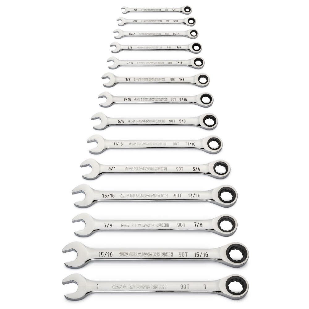 GEARWRENCH 30 Piece 90T 12 Point Metric & SAE Combination Ratcheting Wrench Set Bundle, large image number 4