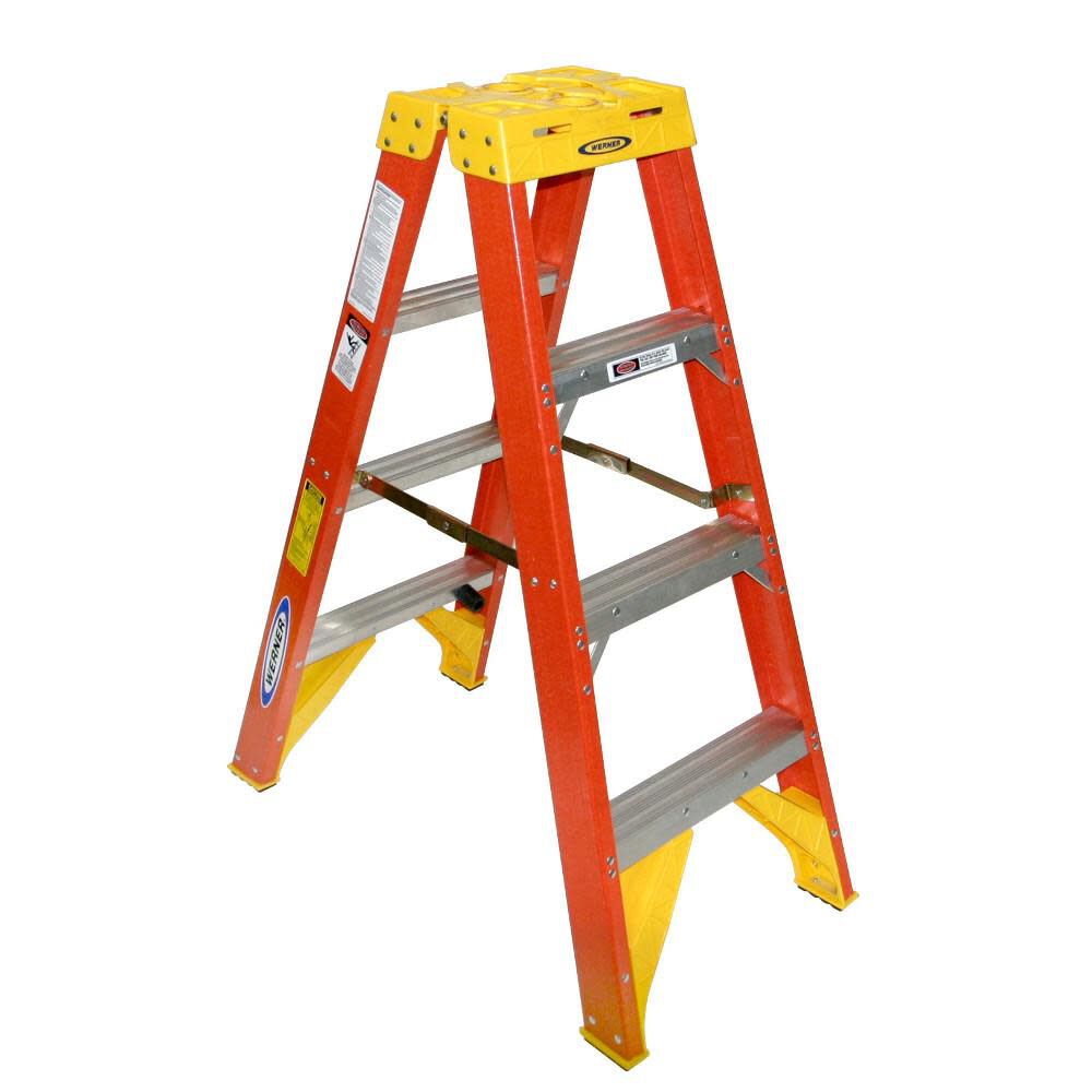 Werner 4-ft Fiberglass 300-lb Type IA Twin-Step Ladder, large image number 1