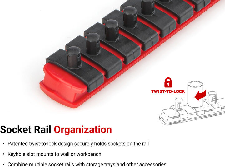 Tekton 1/4 Inch Drive 12-Point Socket Set with Rail, 14 Pieces (4-15 mm), large image number 5