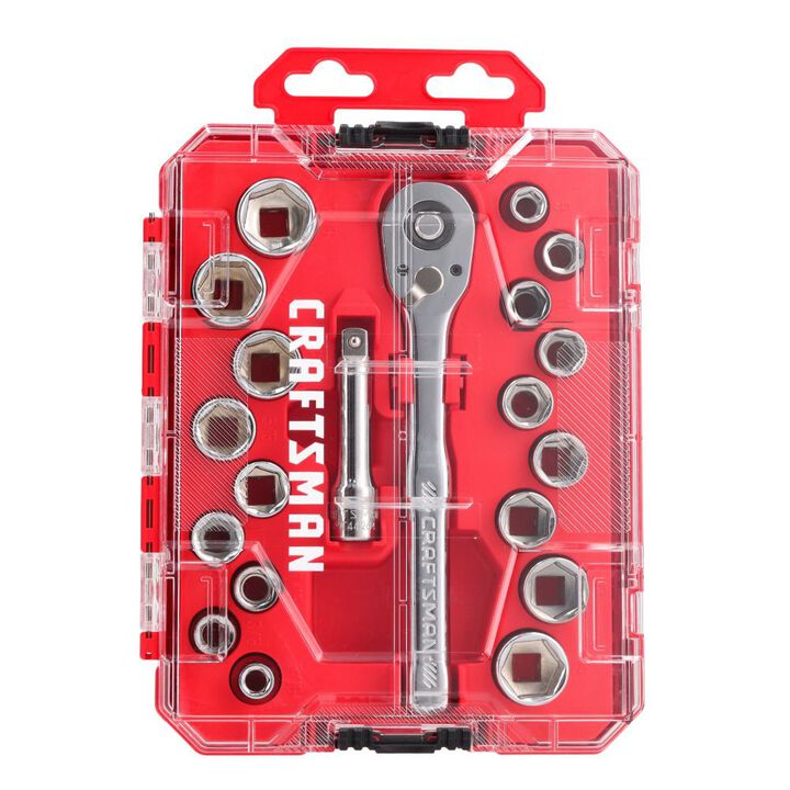 CRAFTSMAN 3/8 Inch Drive Metric/SAE Mechanics Tool Set 20 Pieces