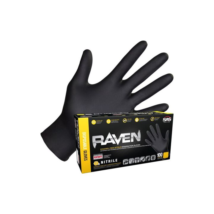 SAS Safety Raven Nitrile Gloves Disposable Powder-Free 100 pc - Medium - 66517, large image number 3