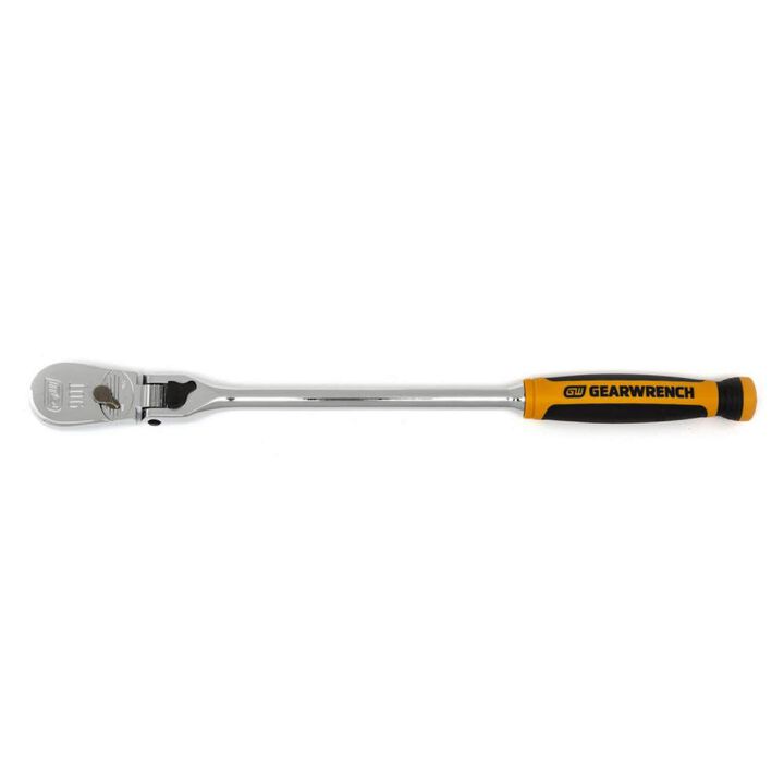 GEARWRENCH 3/8in Drive 90-Tooth Dual Material Locking Flex Head Teardrop Ratchet 13in