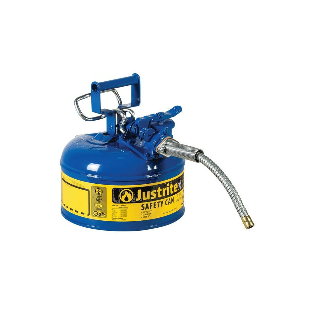 Justrite 1 Gal Steel Safety Blue Kerosene Can Type II, large image number 1