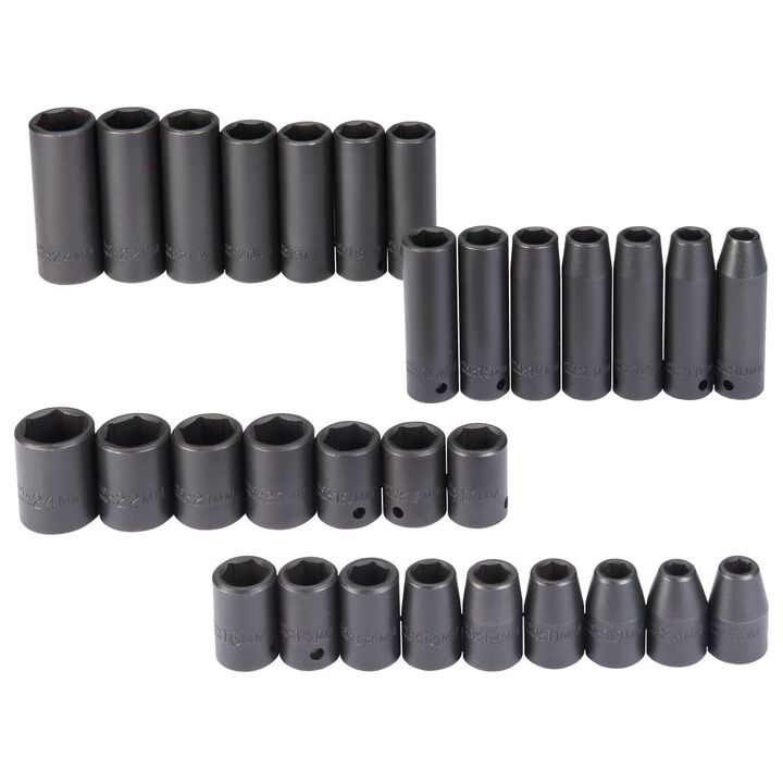 Proto 1/2 in Drive Impact Socket 6 Point Set 30pc