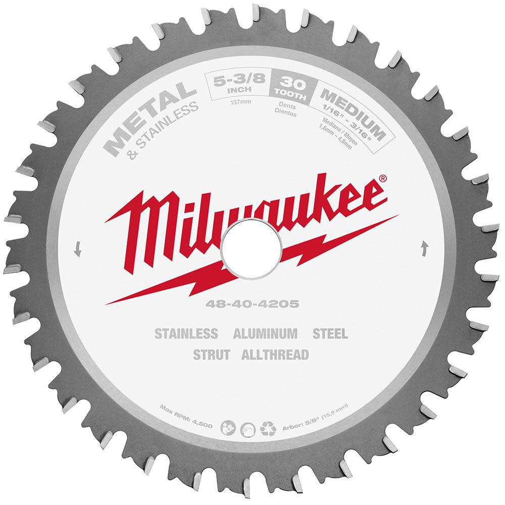 Milwaukee 5-3/8In x 30Tooth Metal Cutting Circular Saw Blade, large image number 1