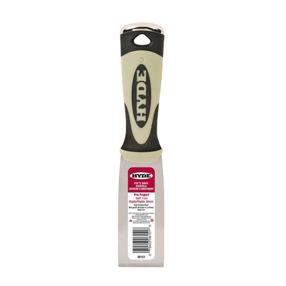 Hyde 1-1/2 Inch Black/Cream Carbon Steel Blade Putty/Joint Knife, large image number 1