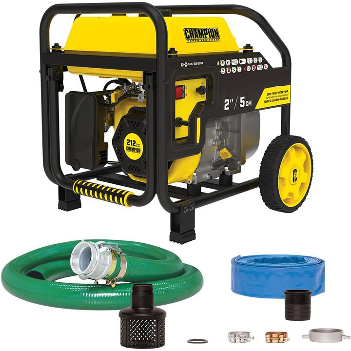 Champion Power Equipment 3-Inch Gas-Powered Semi-Trash Water Transfer Pump with Hose and Wheel Kit