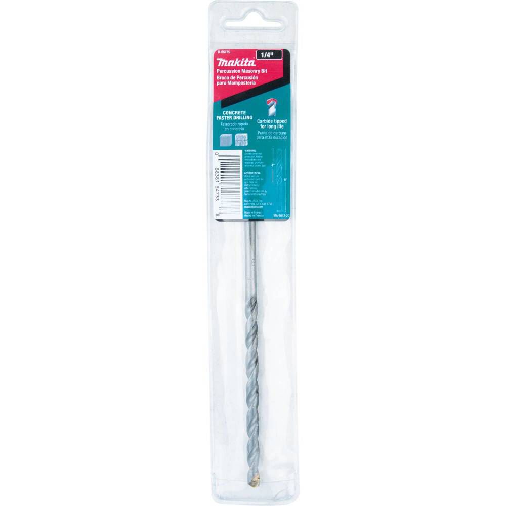 Makita 1/4in x 6in Carbide Tipped Percussion Masonry Hammer Drill Bit, large image number 4