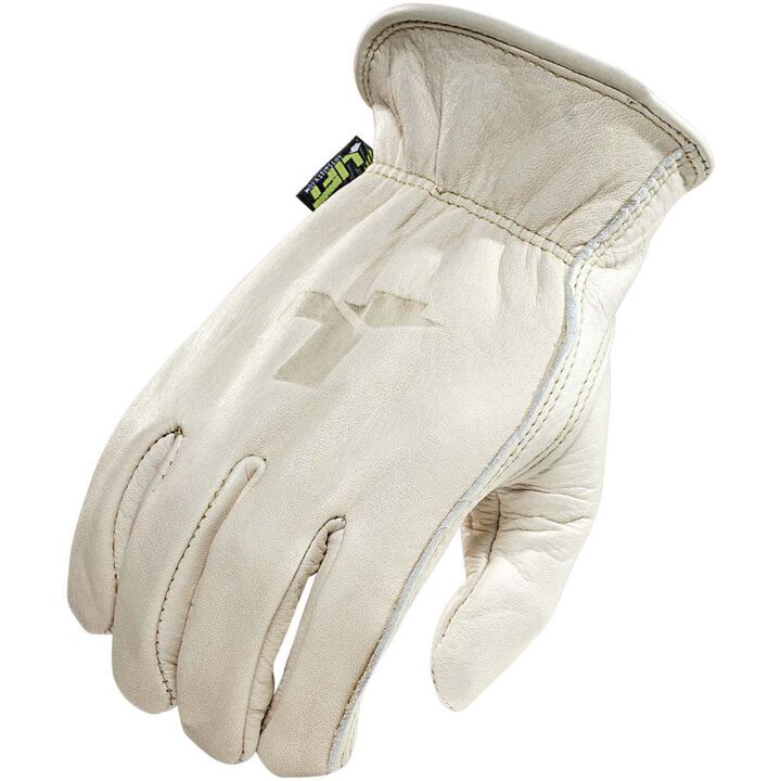 Lift Safety Gloves Top-Grain Cowhide Leather 8 Seconds Small Off-White